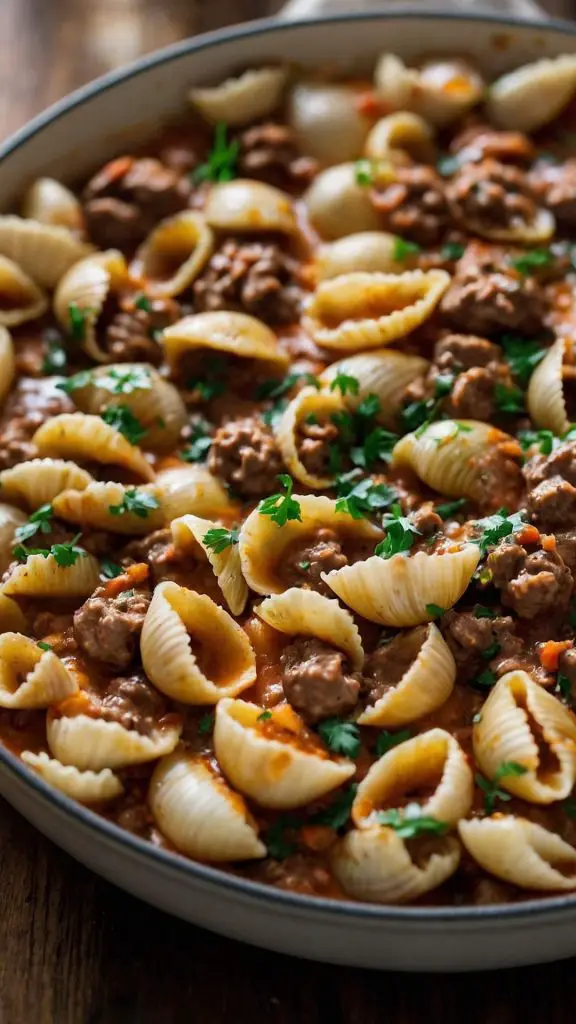 how to make creamy beef and shells