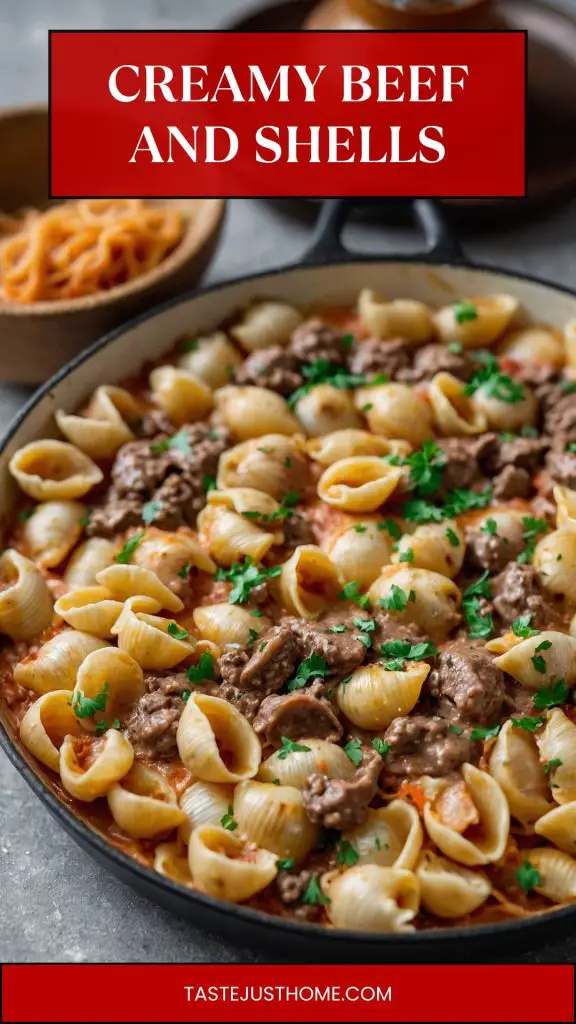 creamy beef and shells